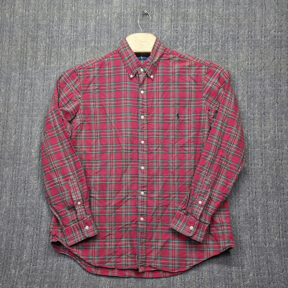 Ralph‎ Lauren Plaid Button Down Shirt Men's XL Red Green Tartan Cotton Pony Logo